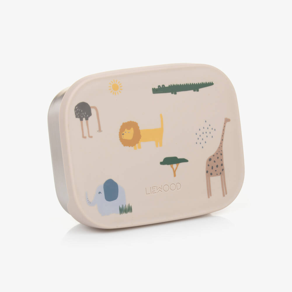 Liewood-Beige Safari Print Lunch Box (16cm) | Childrensalon