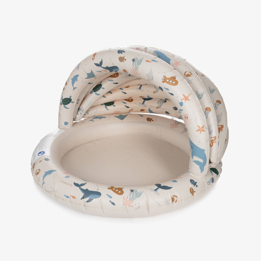 Liewood-Beige Sea Creature Print Paddling Pool (108cm) | Childrensalon