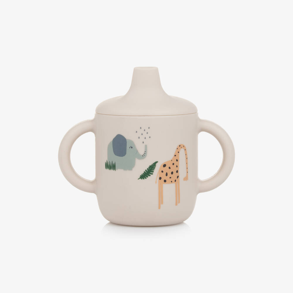 Liewood-Beige Silicone Sippy Cup (12cm) | Childrensalon
