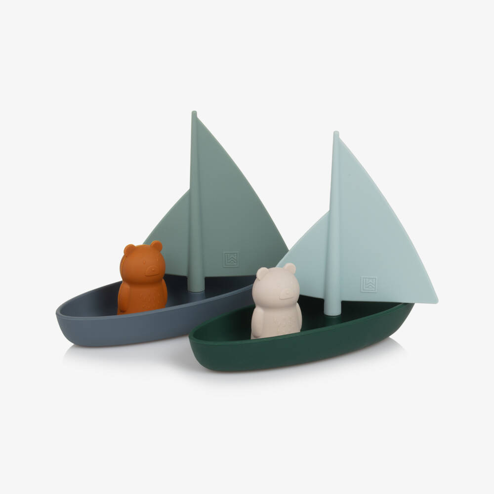 Liewood-Blue & Green Boat & Bear Bath Toys (2 Pack) | Childrensalon