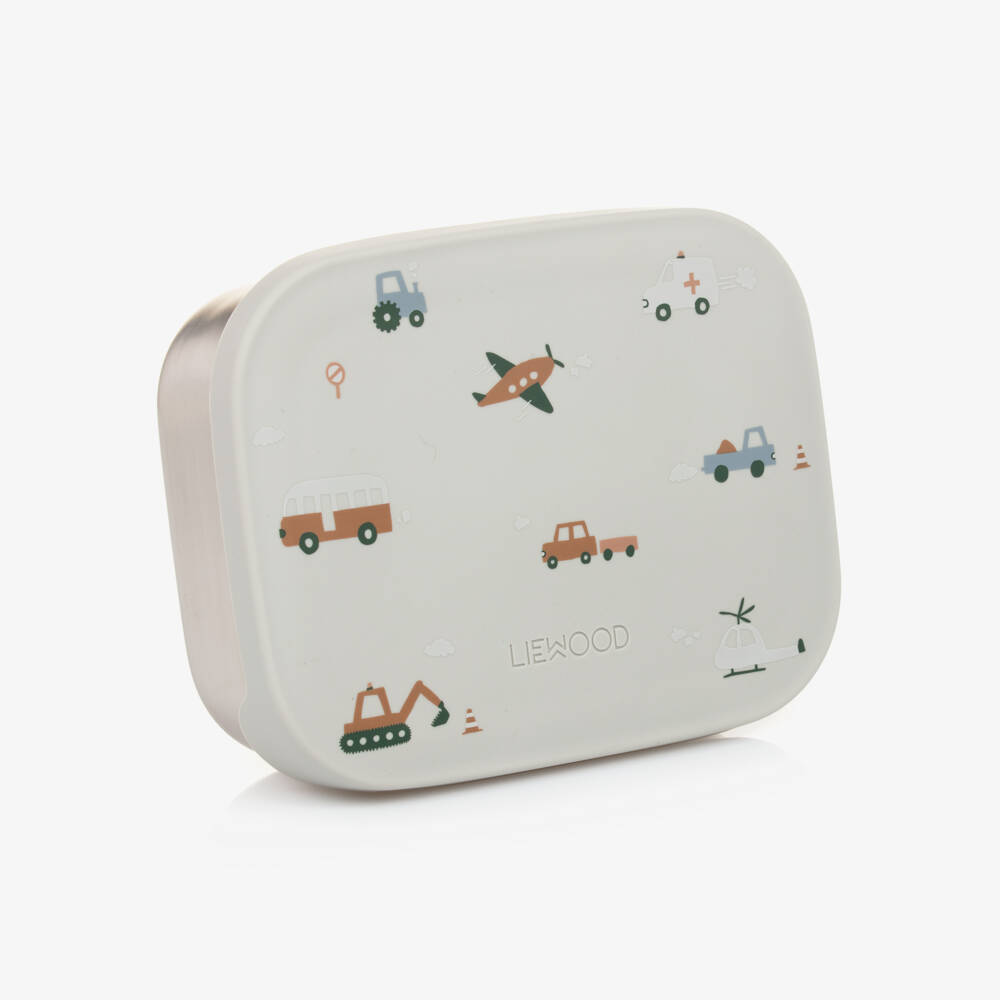 Liewood-Blue Vehicles Print Lunch Box (16cm) | Childrensalon