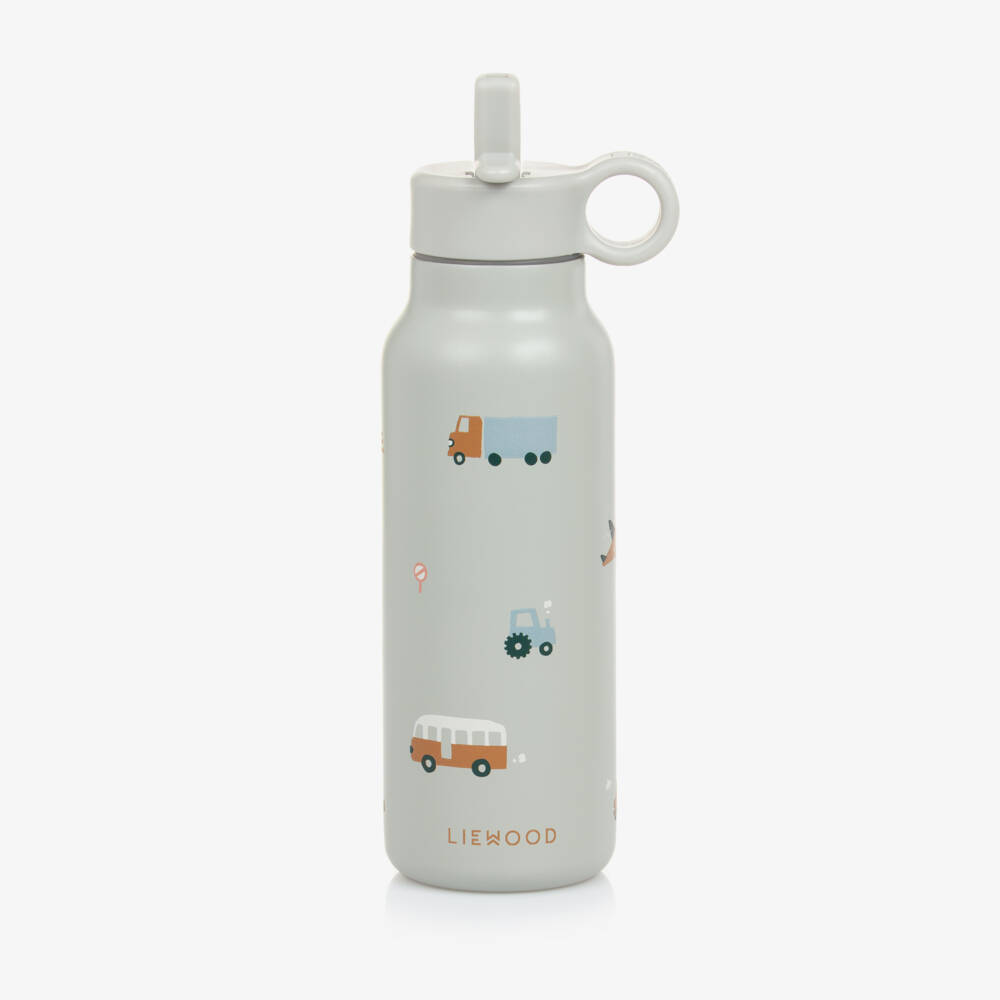 Liewood-Blue Vehicles Water Bottle (19cm) | Childrensalon