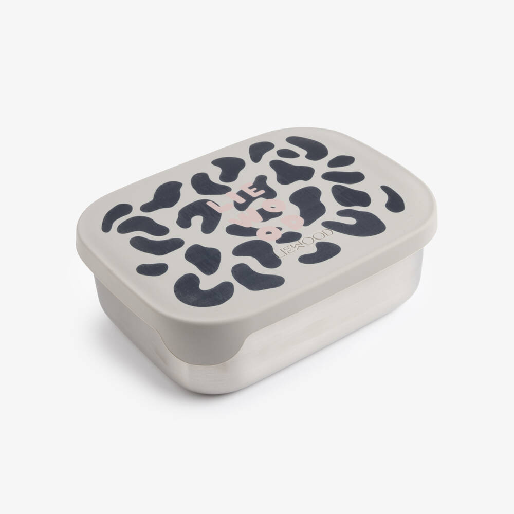 Liewood-Girls Grey Leopard Print Lunchbox (17cm) | Childrensalon