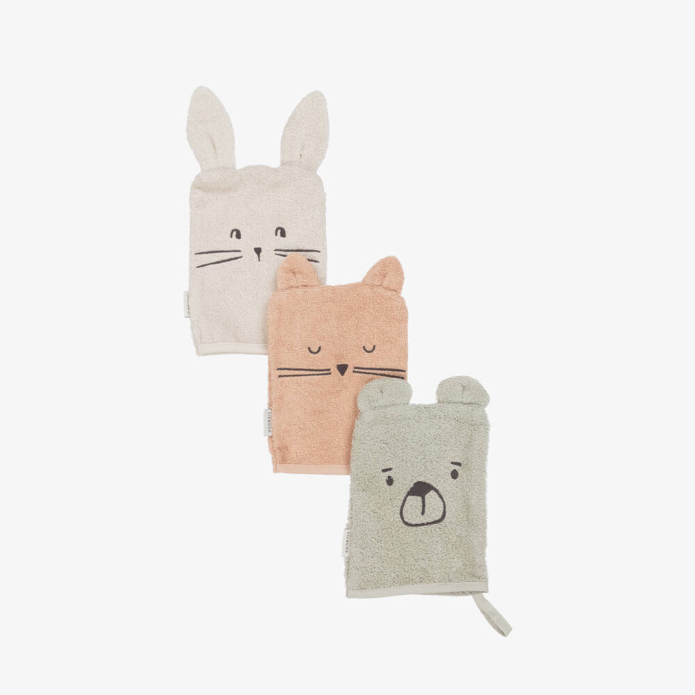 Liewood-Organic Towelling Animal Washcloths (3 Pack) | Childrensalon
