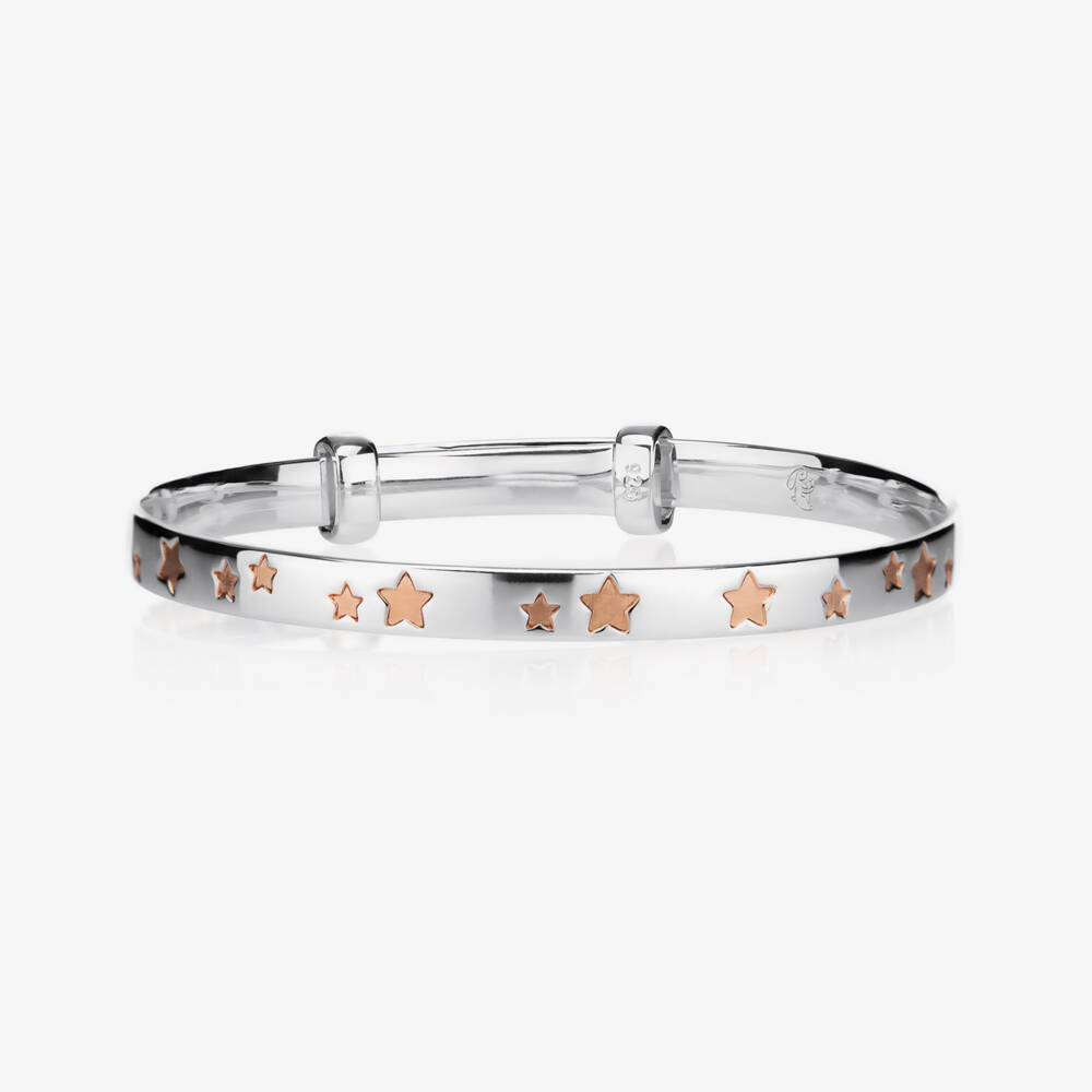 Little Star-Sterling Silver & Rose Gold Star Bangle | Childrensalon