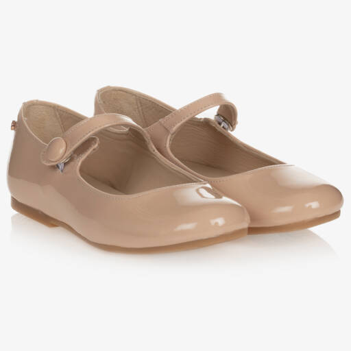 Manuela de Juan-Girls Pink Leather Pumps | Childrensalon