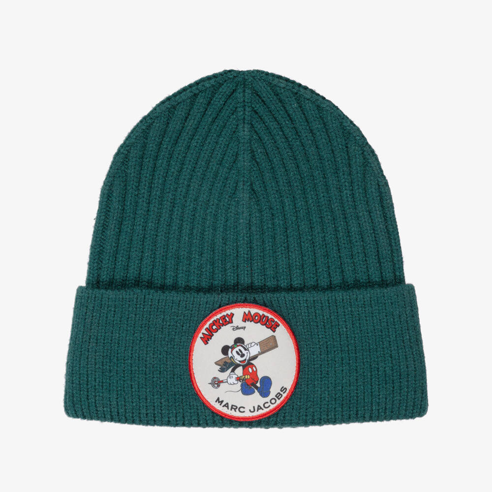 MARC JACOBS-Boys Green Mickey Mouse Badge Beanie Hat | Childrensalon