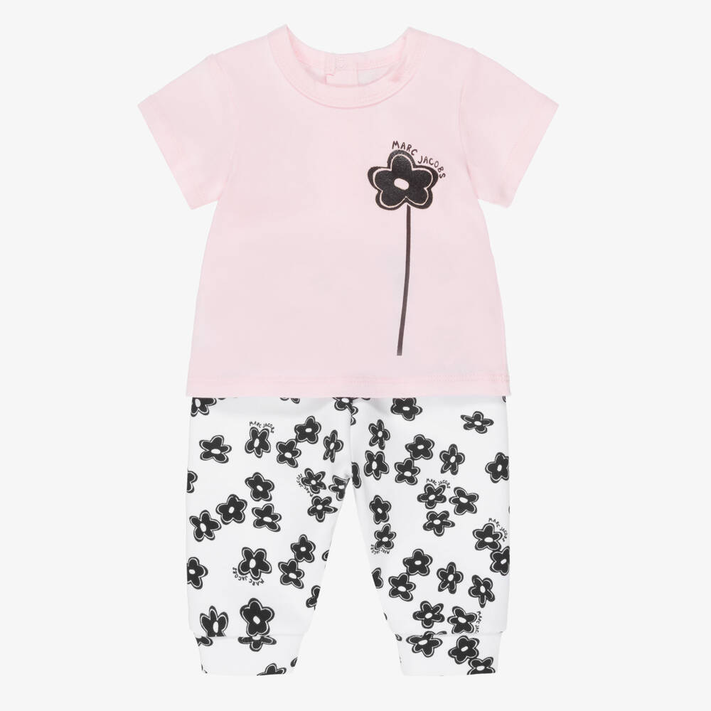 MARC JACOBS-Girls Pink Cotton Daisy Print Leggings Set | Childrensalon