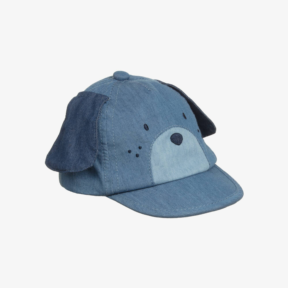 Mayoral Newborn-Baby Boys Blue Chambray Puppy Dog Cap | Childrensalon