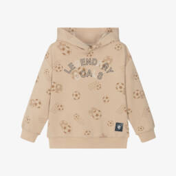 Mayoral-Boys Beige Football Print Hoodie | Childrensalon