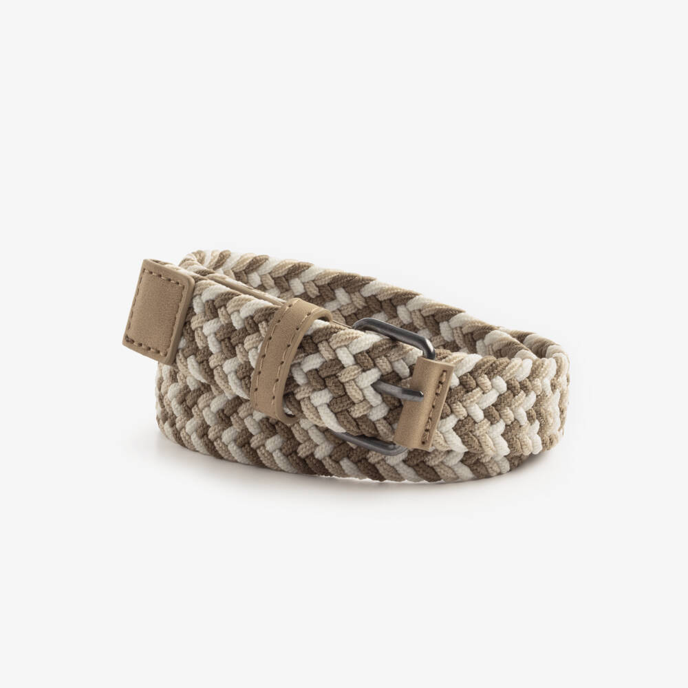 Mayoral-Boys Beige Plaited Buckle Belt | Childrensalon