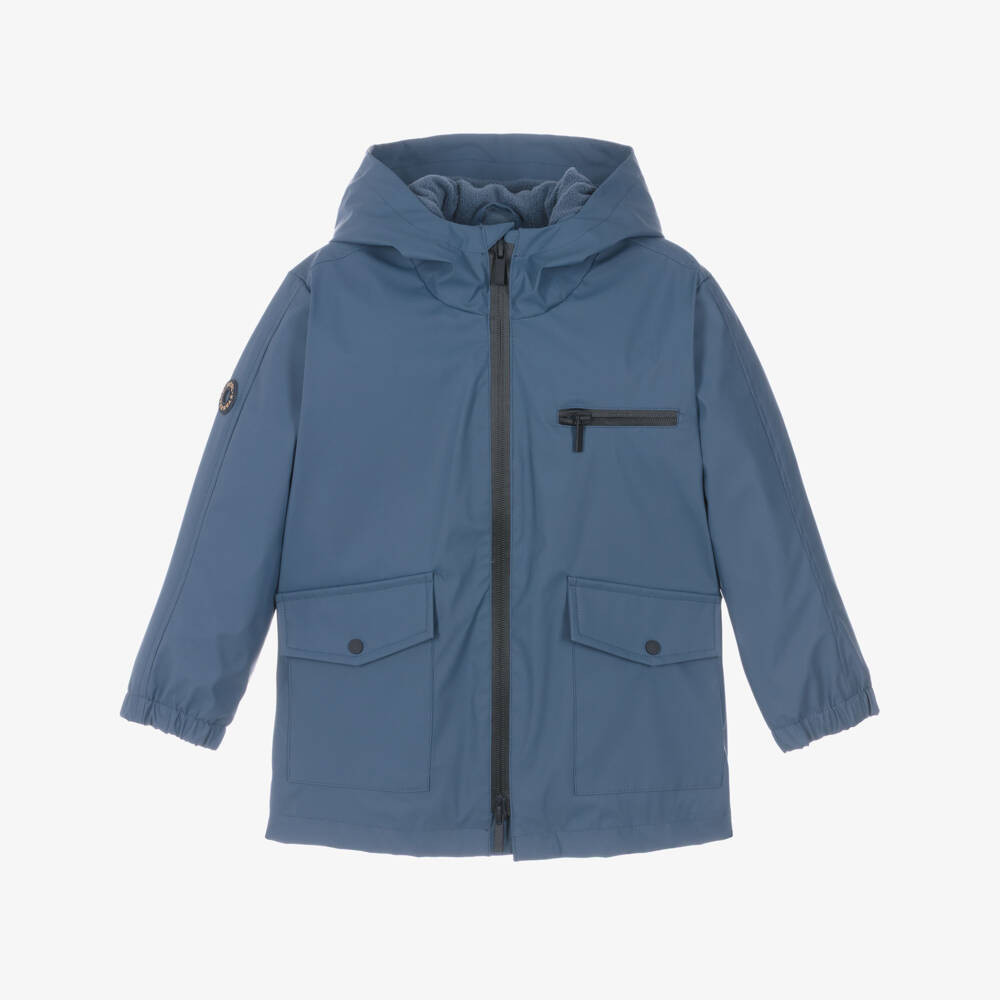 Mayoral-Boys Blue Fleece-Lined Raincoat | Childrensalon