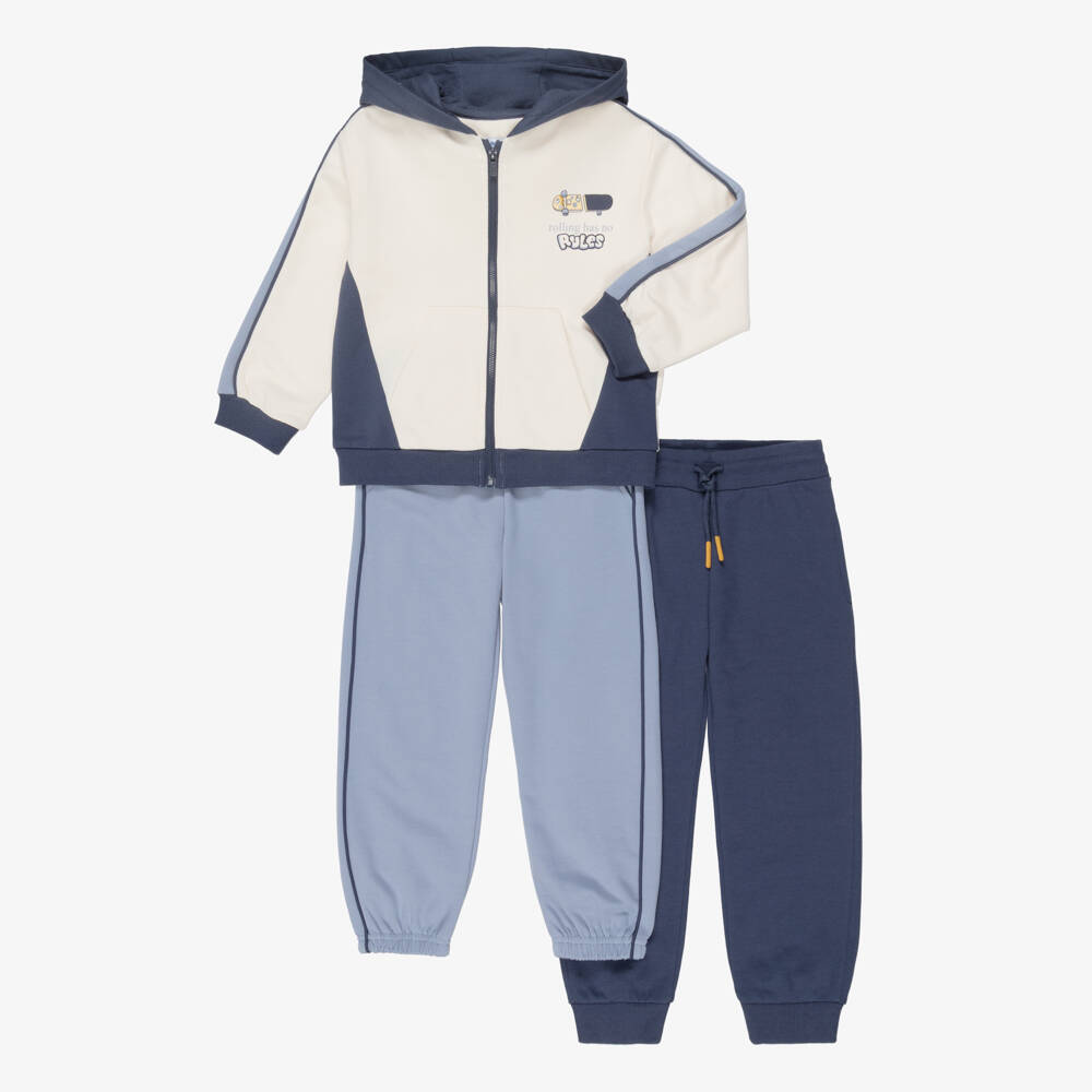 Mayoral-Boys Blue & Ivory Hooded Tracksuit Set | Childrensalon