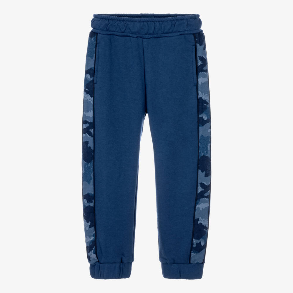Mayoral-Boys Blue Joggers with Camouflage Detail | Childrensalon