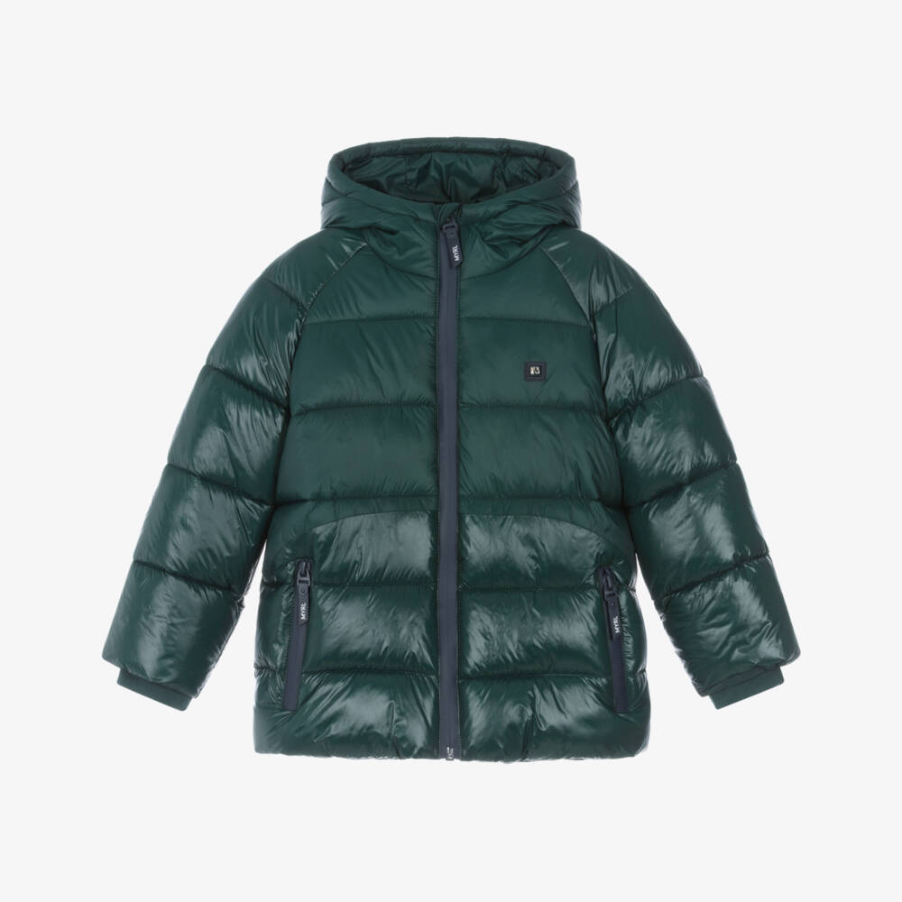 Mayoral-Boys Green Hooded Puffer Jacket | Childrensalon