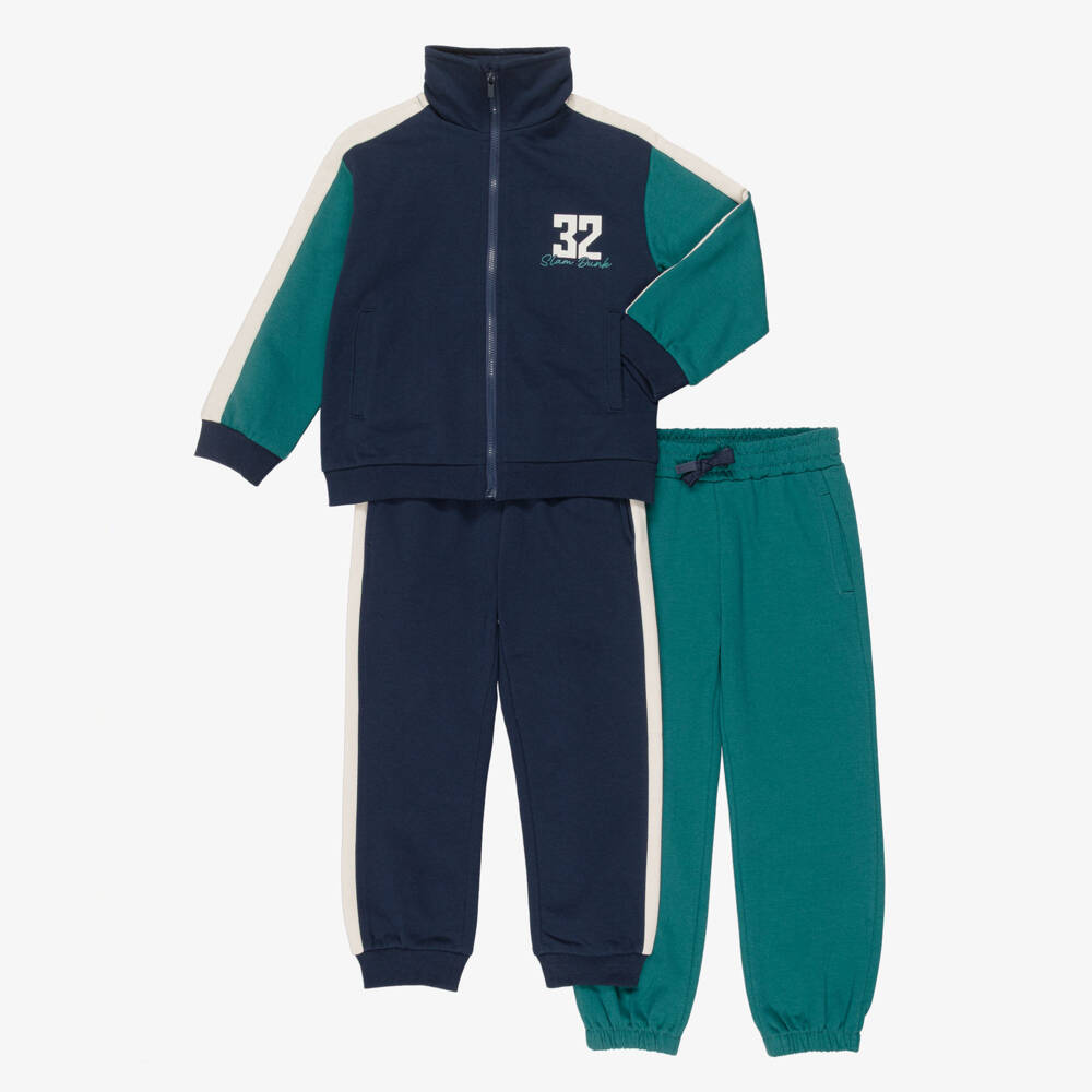 Mayoral-Boys Teal Green & Navy Blue Tracksuit Set | Childrensalon
