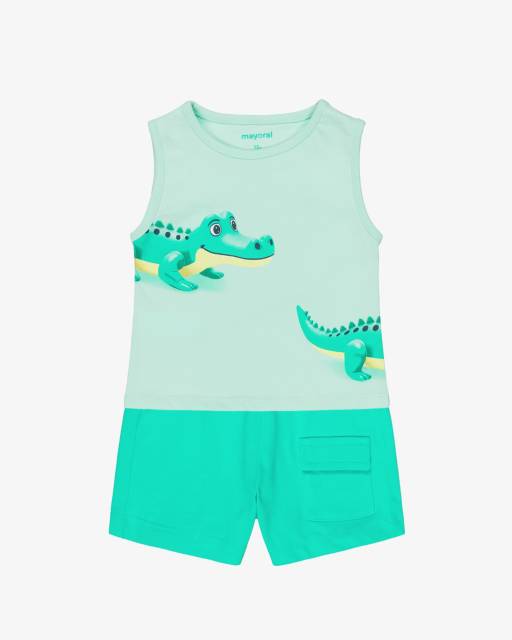 Mayoral-Boys Turquoise Blue Crocodile Print Shorts Set  | Childrensalon