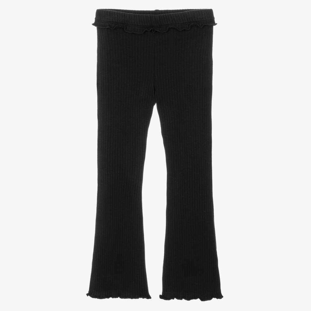 Mayoral-Girls Black Ribbed Flared Leggings | Childrensalon