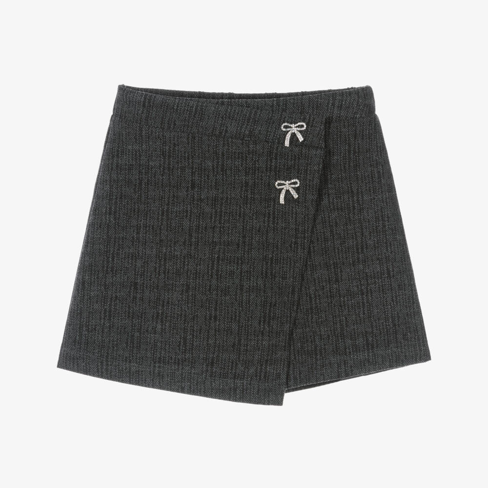 Mayoral-Girls Grey Skort with Diamanté Bows | Childrensalon
