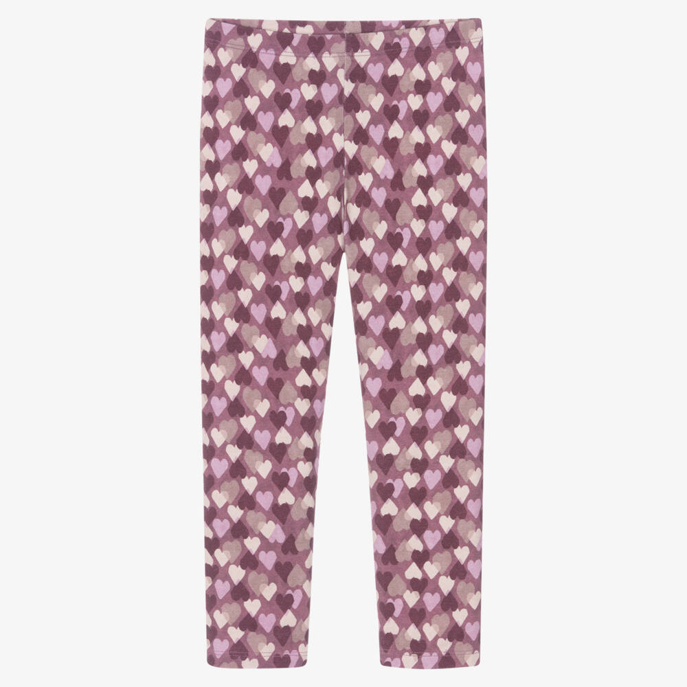 Mayoral-Girls Purple Cotton Heart Print Leggings | Childrensalon
