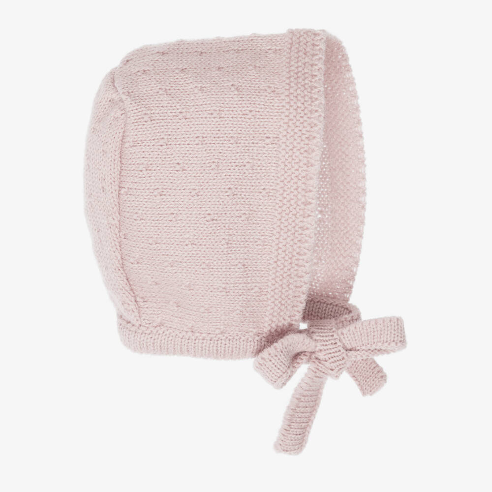Mebi-Baby Girls Pink Knitted Bonnet | Childrensalon