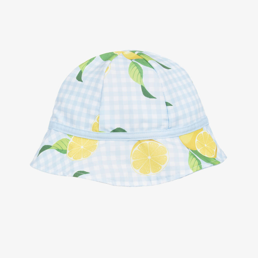 Meia Pata-Boys Blue & Yellow Lemon Print Sun Hat | Childrensalon