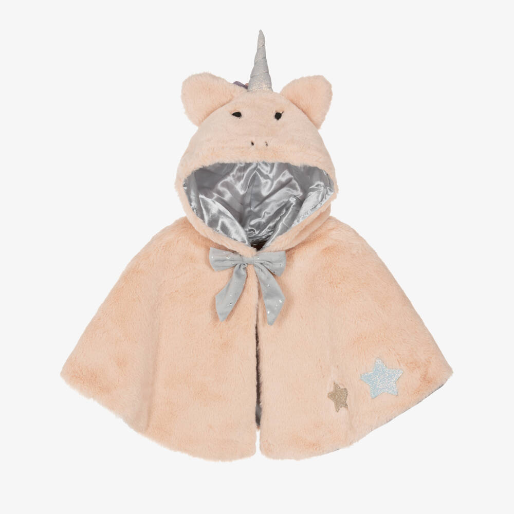 Mimi & Lula-Girls Pale Pink Faux Fur Unicorn Cape | Childrensalon