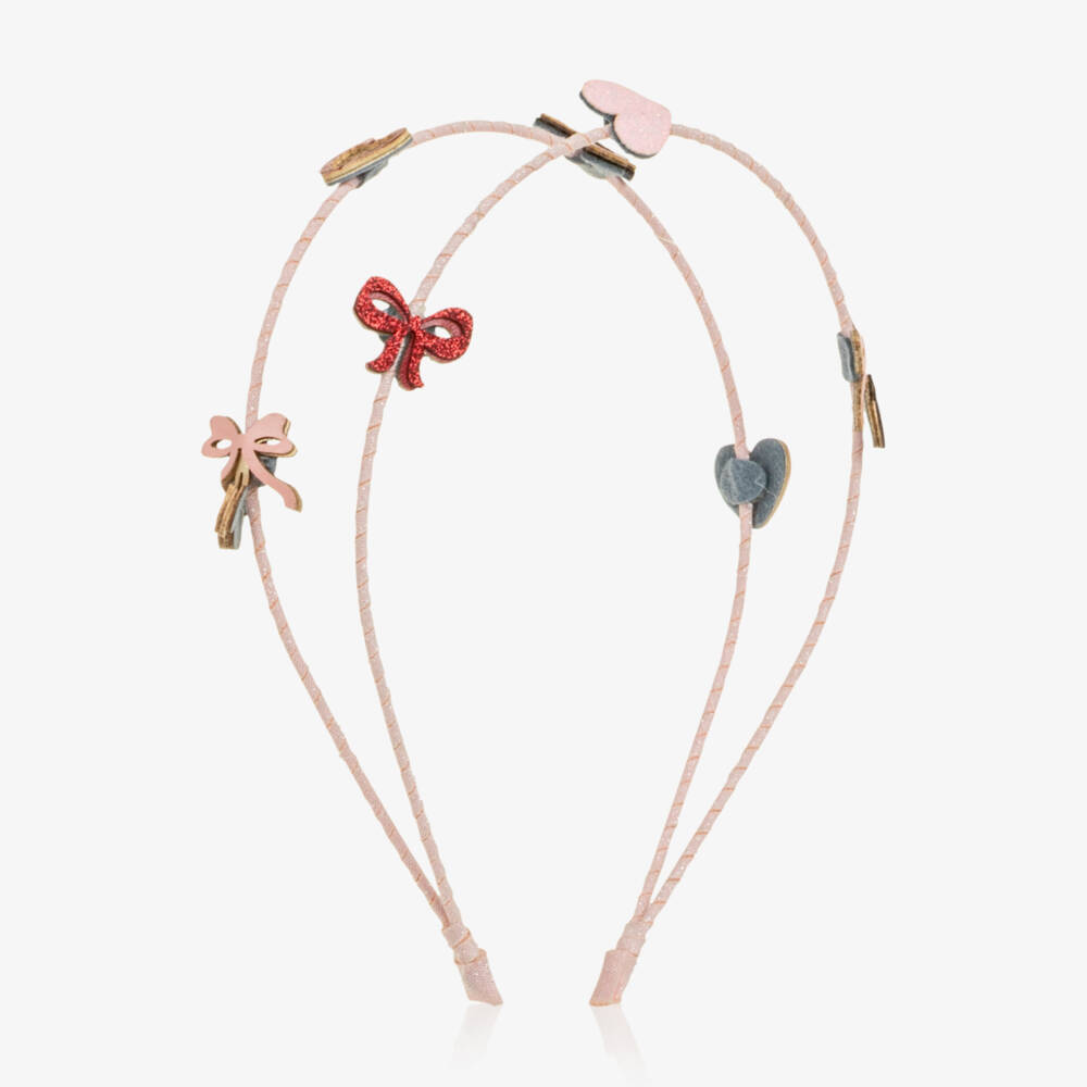 Mimi & Lula-Girls Pink Cherries Double Hairband | Childrensalon