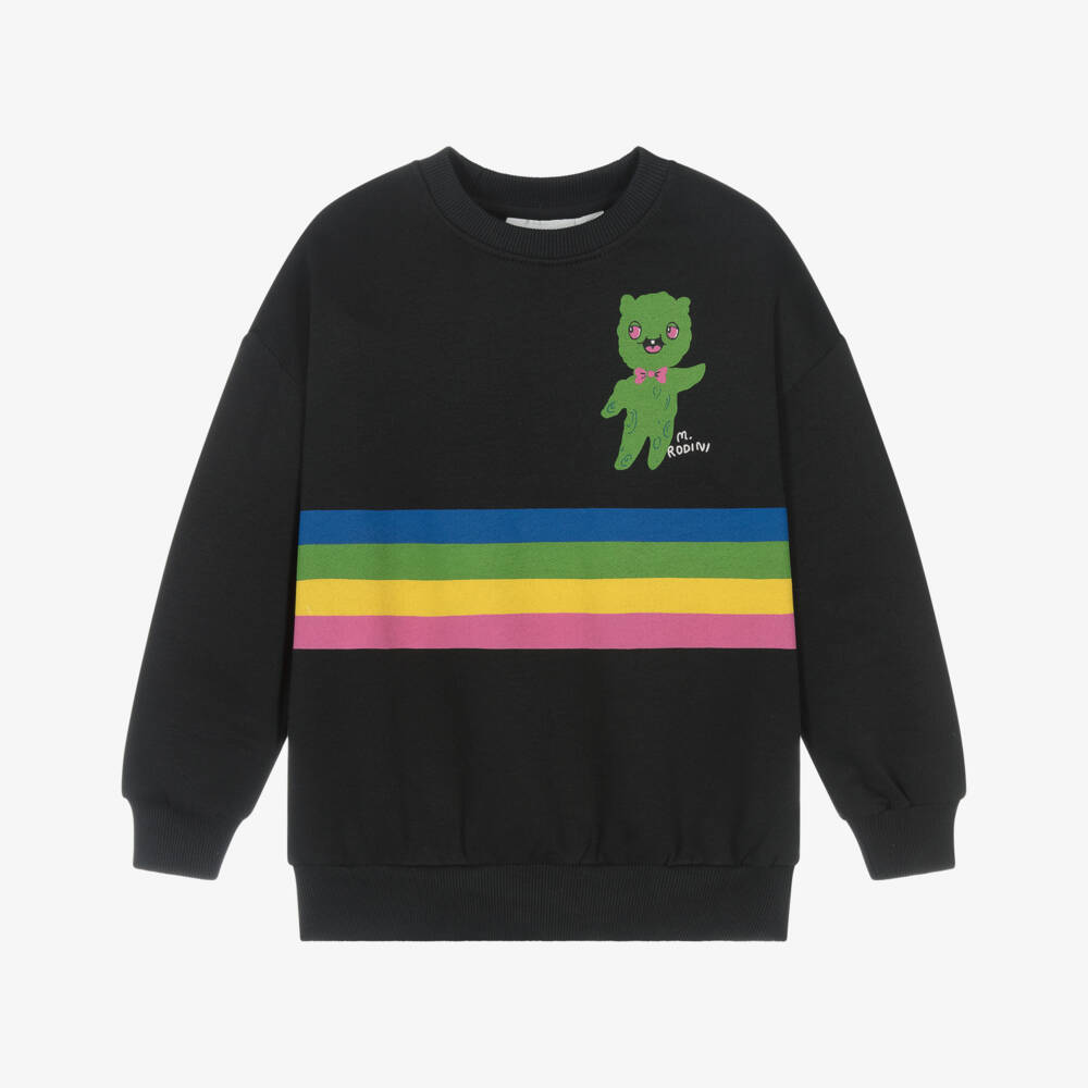 Mini Rodini-Boys Black Organic Cotton Alien & Rainbow Print Sweatshirt | Childrensalon