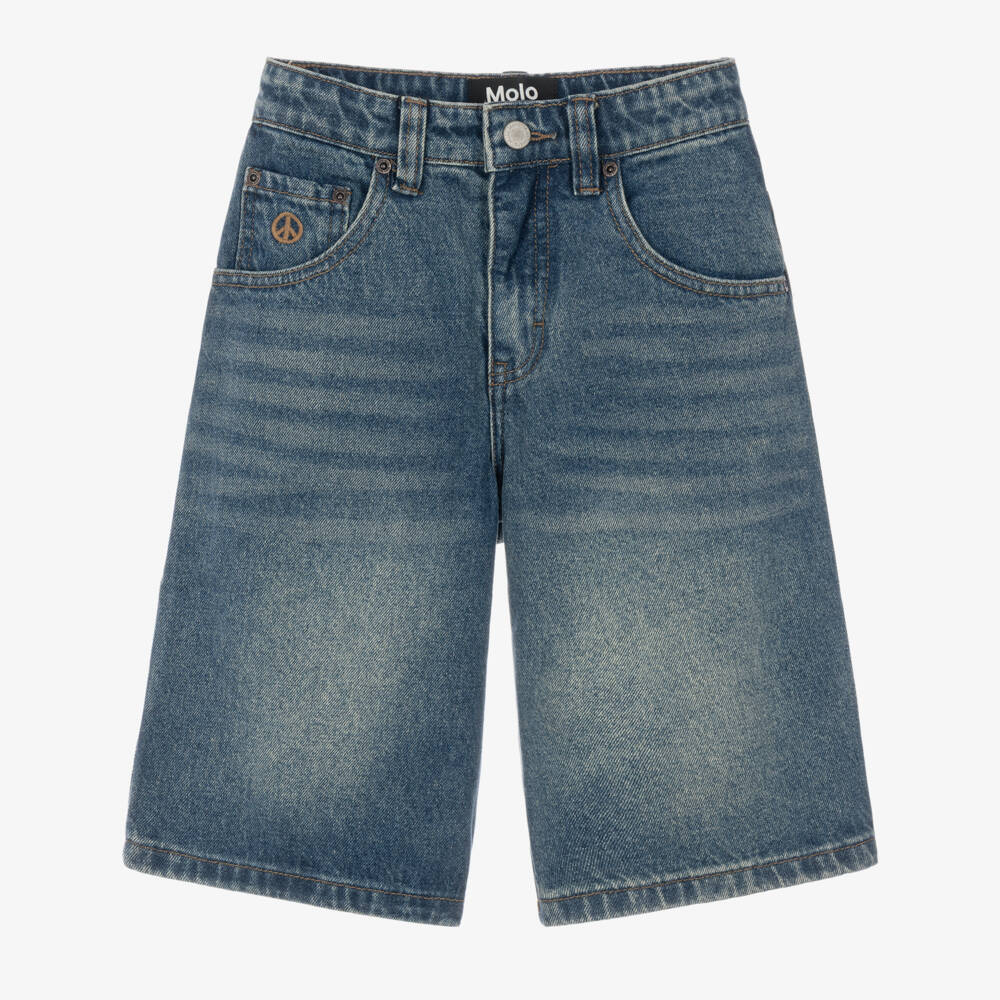 Molo-Blue Denim Baggy Shorts | Childrensalon