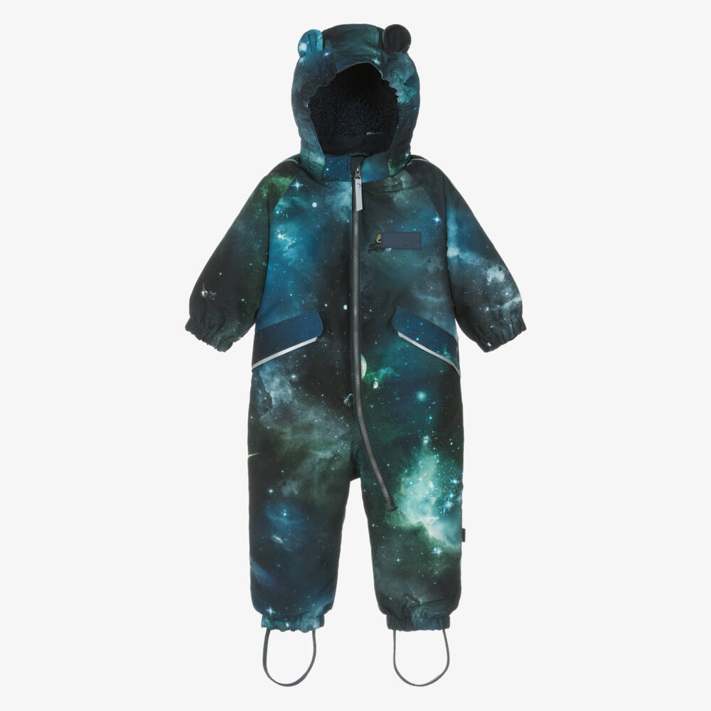 Molo-Boys Green & Blue Outer Space Print Snowsuit | Childrensalon