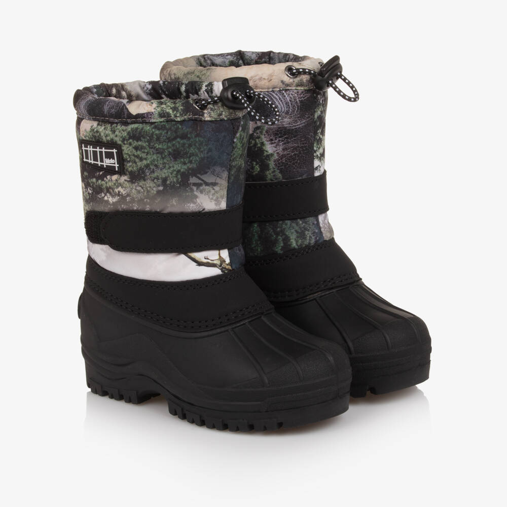 Molo-Boys Green Dinosaur Print Snow Boots | Childrensalon