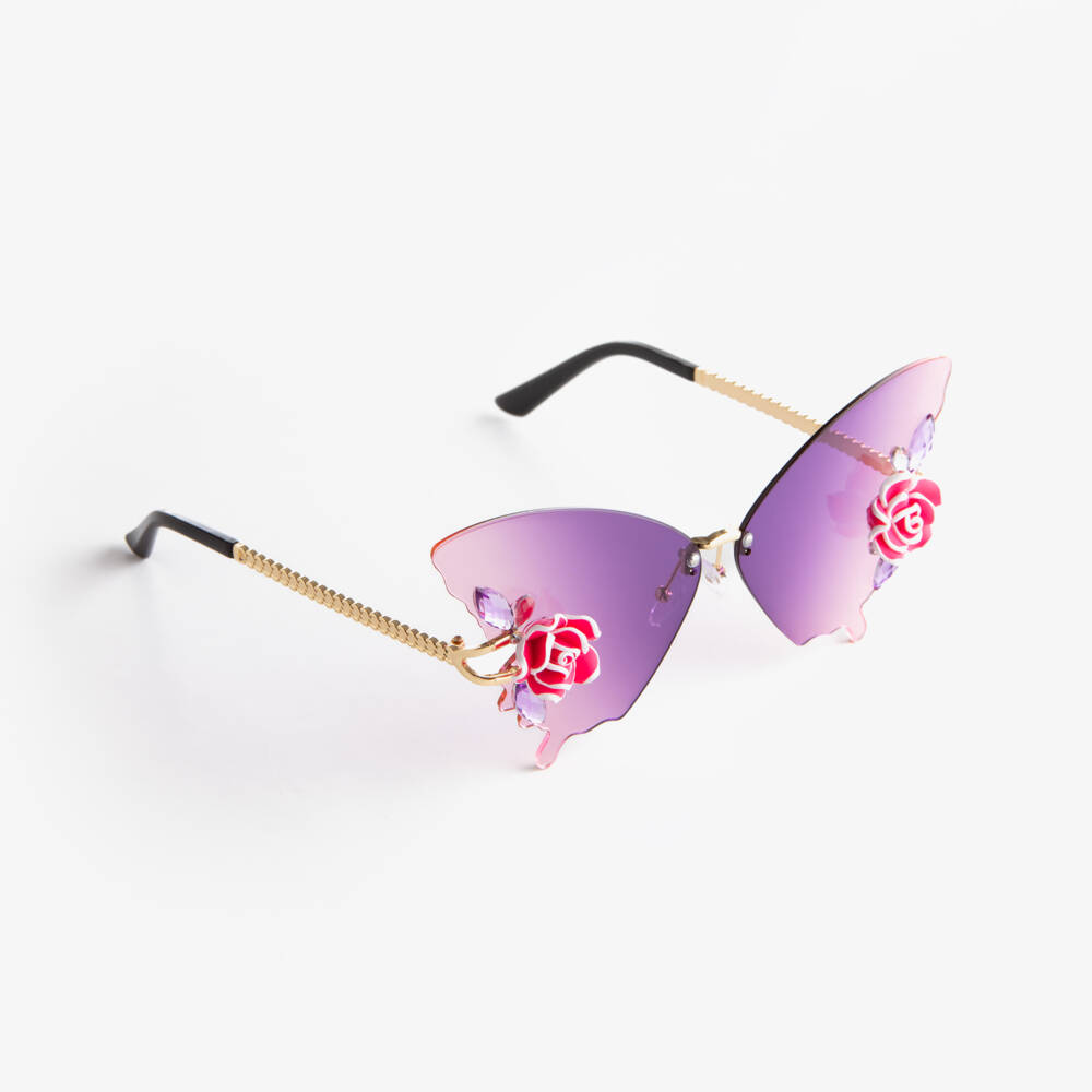 Monnalisa-Girls Purple Butterfly Sunglasses | Childrensalon