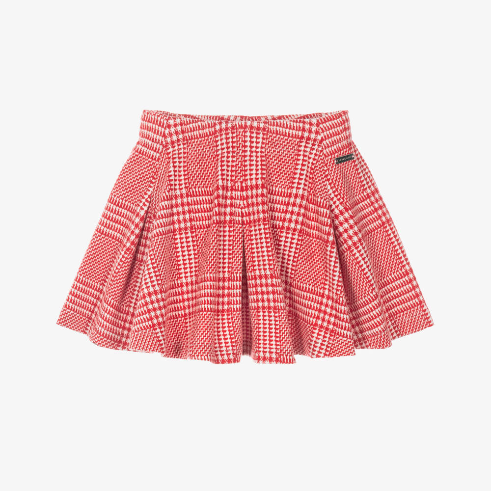 Monnalisa-Girls Red & White Check Skirt | Childrensalon