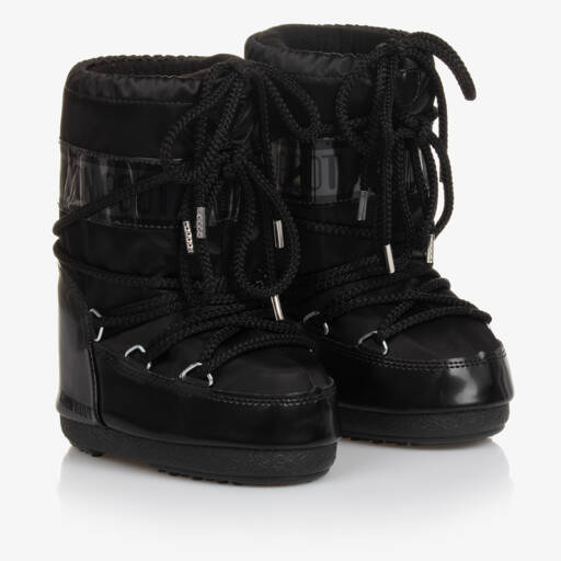 Moon Boot-Black Icon Glance Satin Snow Boots | Childrensalon