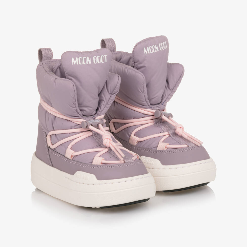 Moon Boot-Girls Lilac Padded Lace-Up Boots | Childrensalon