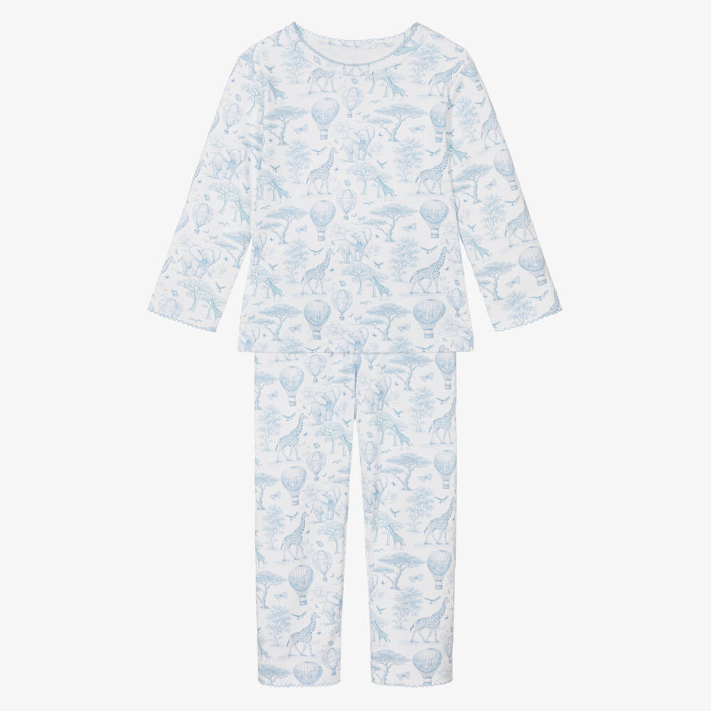 My Little Pie-Blue Supima Toile de Juoy Pyjamas with African Animals Print | Childrensalon