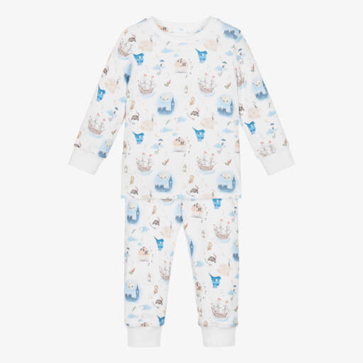 My Little Pie-Boys White Supima Cotton Peter Pan Pyjamas | Childrensalon