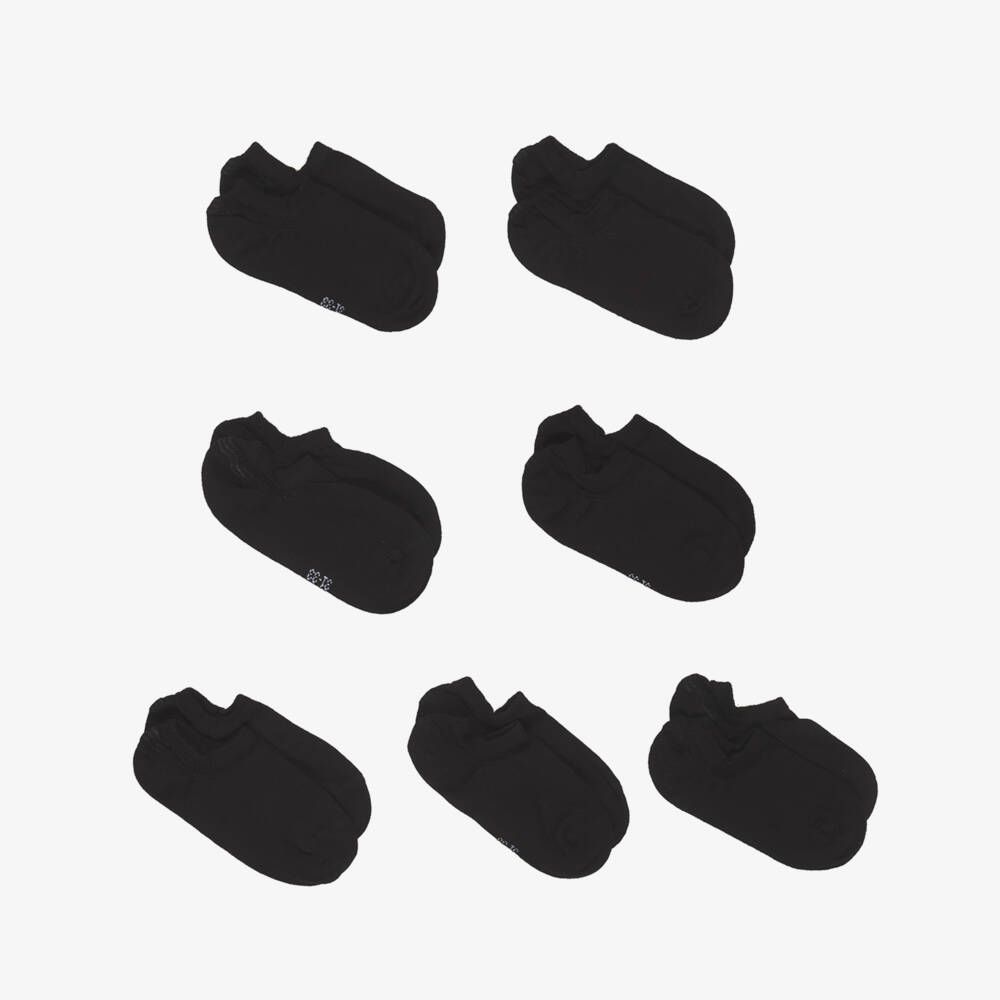NAME IT-Black Cotton Trainer Socks (7 Pack) | Childrensalon