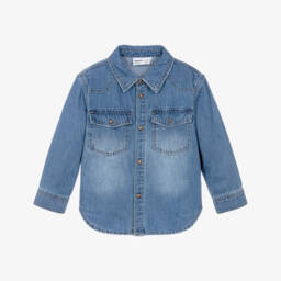 NAME IT-Boys Blue Washed Denim Overshirt | Childrensalon