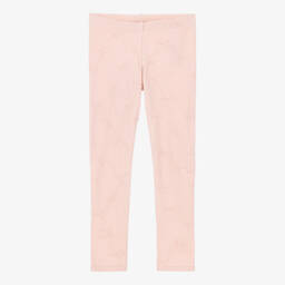 Girls Pink Cotton Leggings with Bows