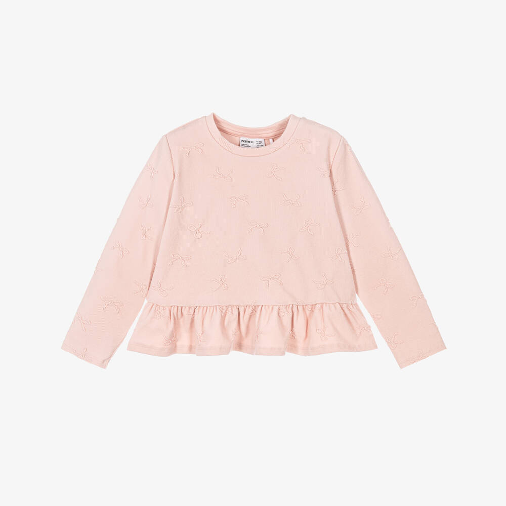 NAME IT-Girls Pink Cotton Top with Bows | Childrensalon