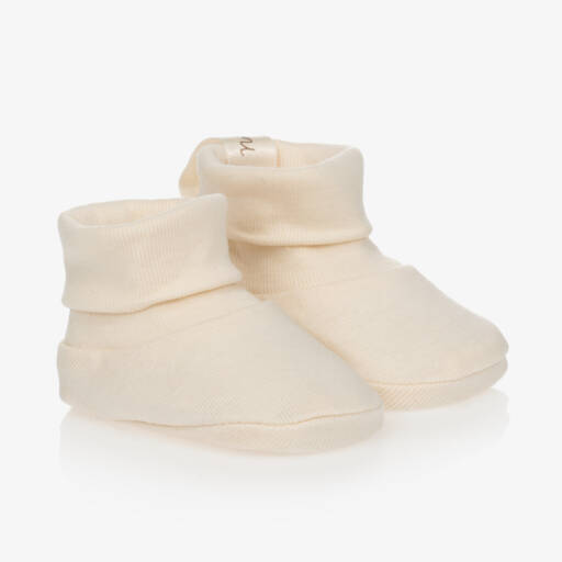 NaturaPura-Ivory Organic Cotton Booties | Childrensalon