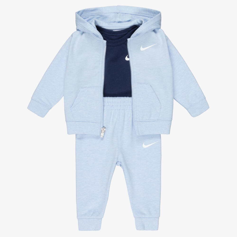 Nike-Baby Boys Blue Jersey Swoosh Logo Tracksuit Set | Childrensalon