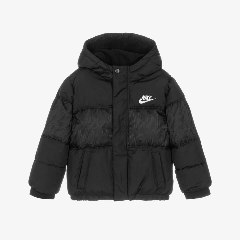 Nike-Boys Black Puffer Jacket with Swoosh Logo | Childrensalon