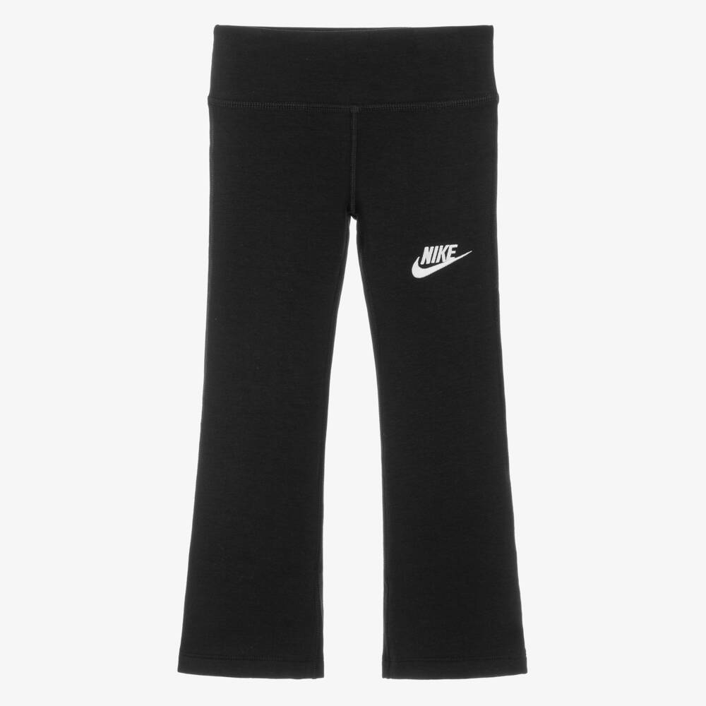 Nike-Girls Black Flared Jersey Leggings | Childrensalon