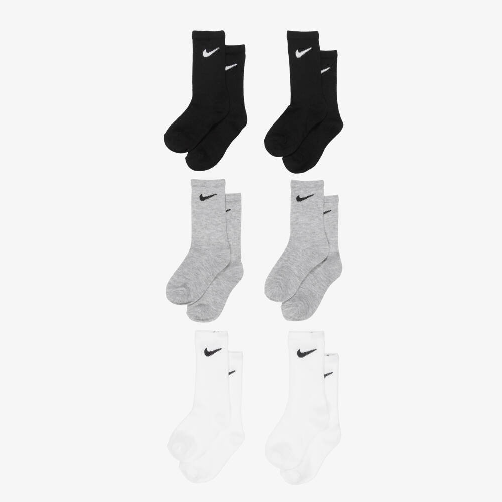 Nike-Grey & Black Socks (6 Pack) | Childrensalon