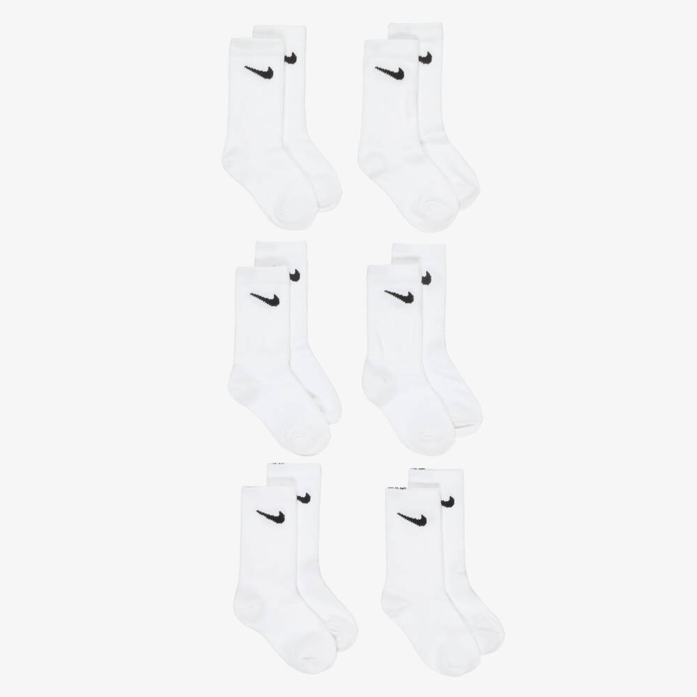 Nike-White Logo Socks (6 Pack) | Childrensalon