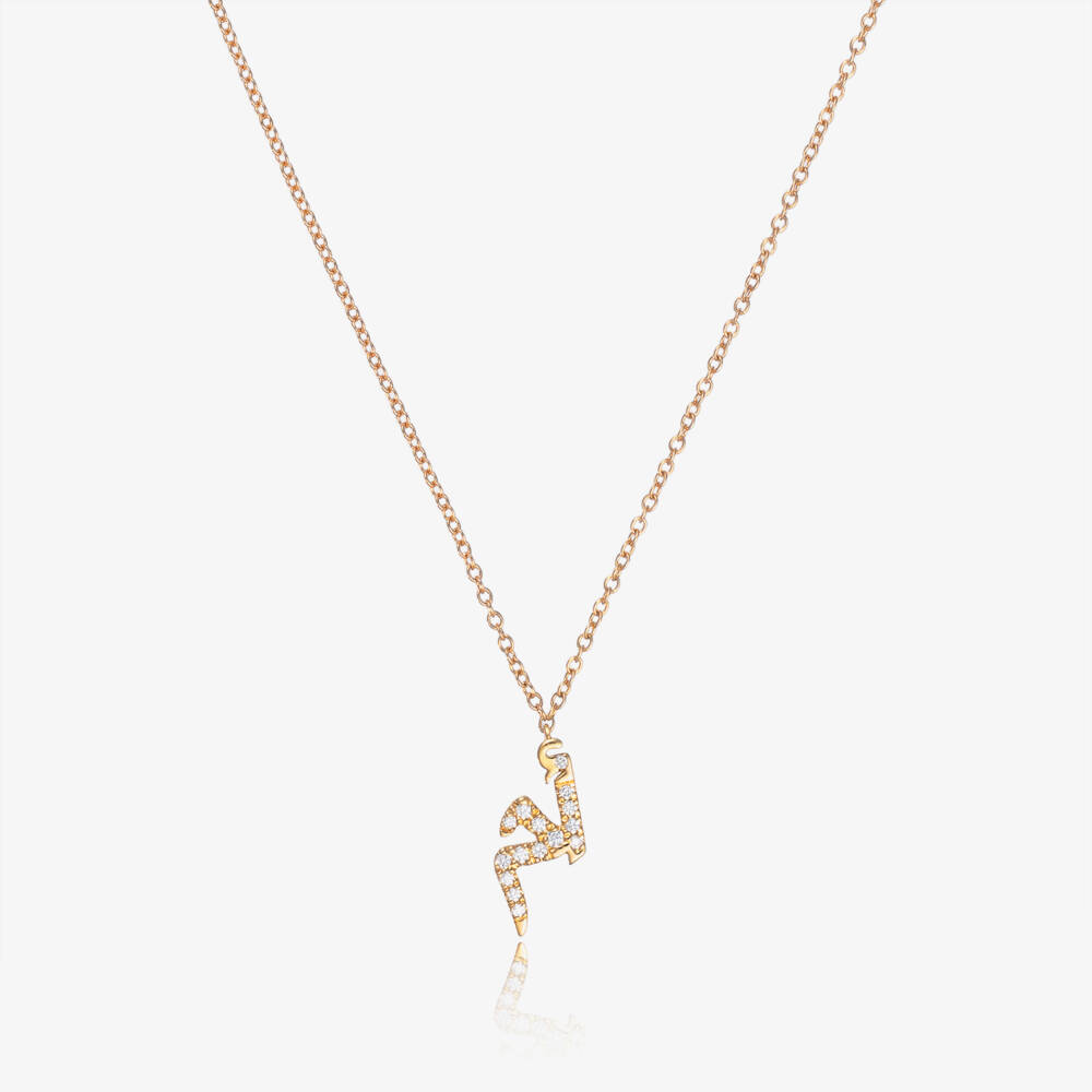 NOA Mini-18kt Yellow Gold Diamond Necklace with Arabic Pendant (38cm) | Childrensalon