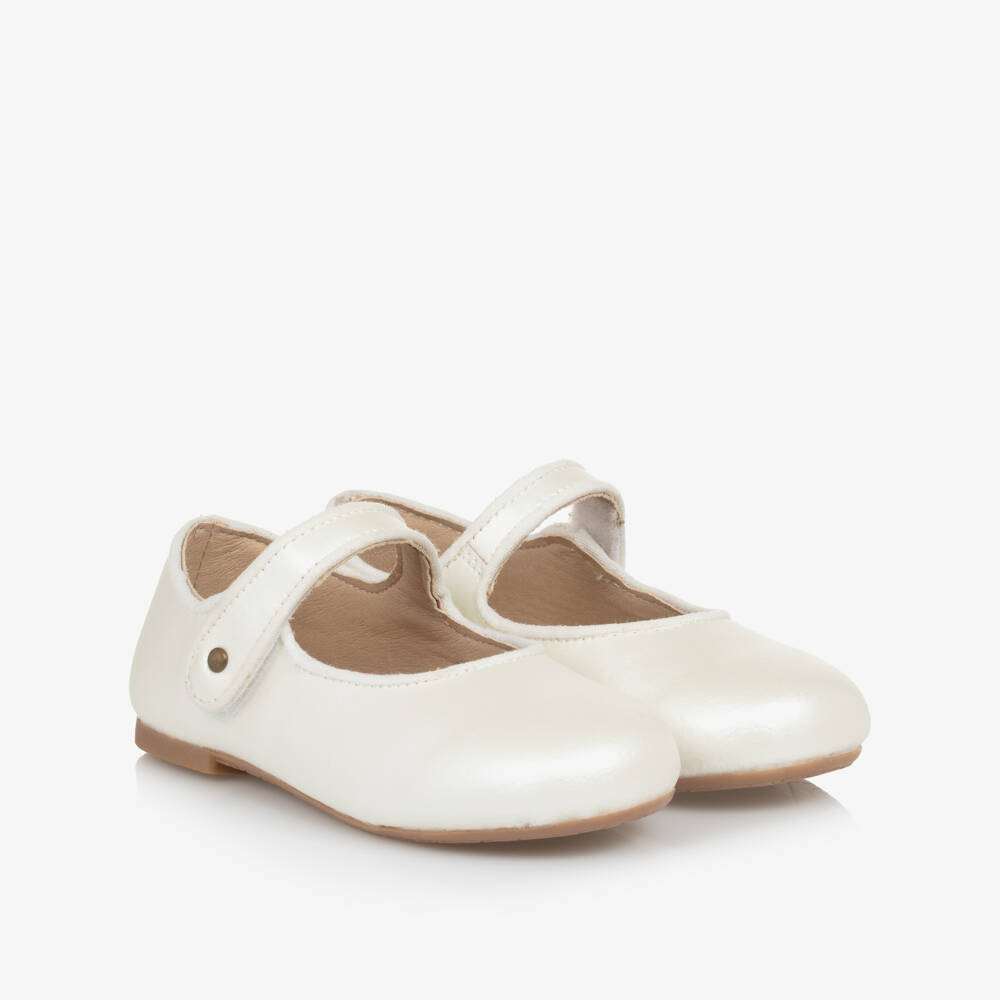Old Soles-Girls Ivory Mary Jane Leather Shoes | Childrensalon